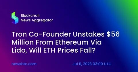 Ethereum Price Crash Incoming? Tron’s Justin Sun Unstakes $209 Million ETH From Lido Finance - NewsBTC