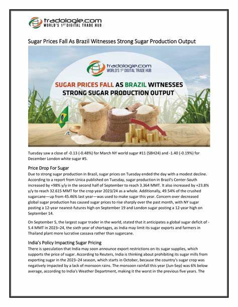 Sugar Prices Slide on Stronger Brazil Sugar Production