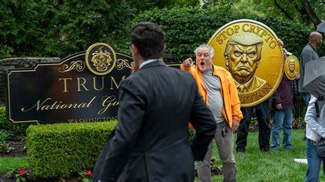 Protestors accuse Trump of corruption as he hosts crypto gala dinner