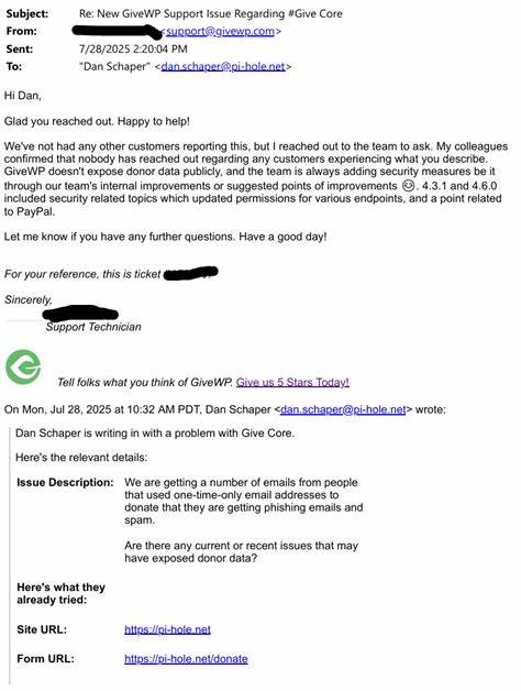 Compromised Donor Emails: A post-mortem