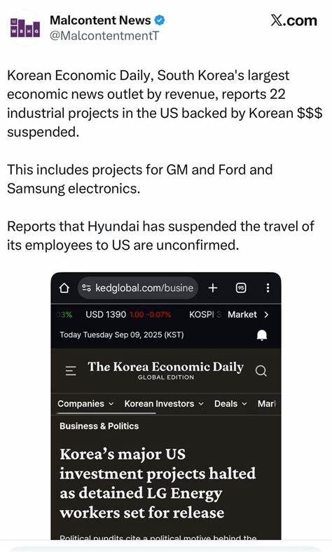 Korea's major US investment projects halted