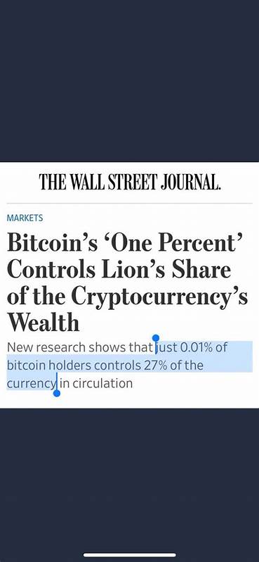 Bitcoin’s ‘One Percent’ Controls Lion’s Share of the Cryptocurrency’s Wealth - WSJ - The Wall Street Journal