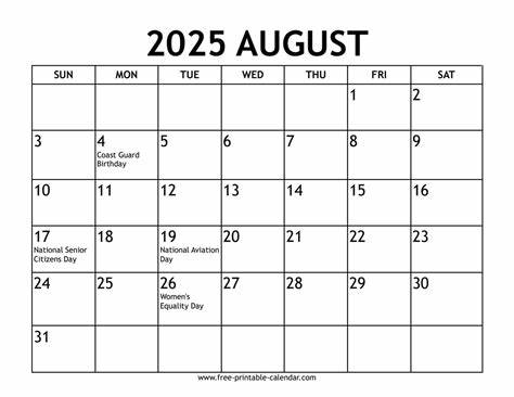 August 2025 Calendar (With Holidays) - Calendarr
