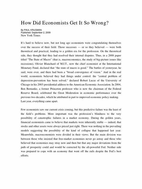 How Did Economists Get It So Wrong? (Published 2009) - The New York Times