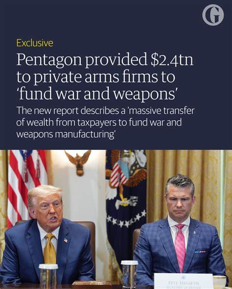 Pentagon provided $2.4T to private arms firms to 'fund war and weapons', report