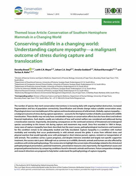 Conserving wildlife in a changing world: Understanding capture myopathy