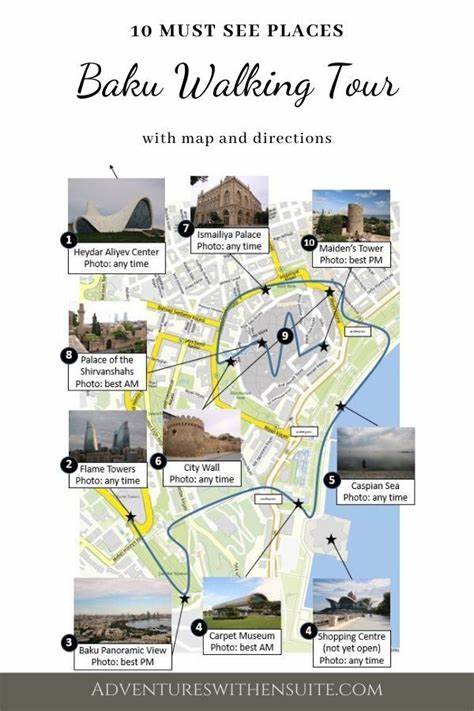 Top Tourist Attraction and Places Map of Baku Azerbaijan