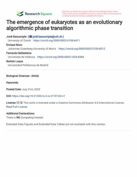 The emergence of eukaryotes as an evolutionary algorithmic phase transition