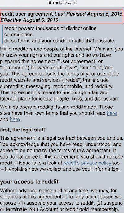 Reddit User Agreement