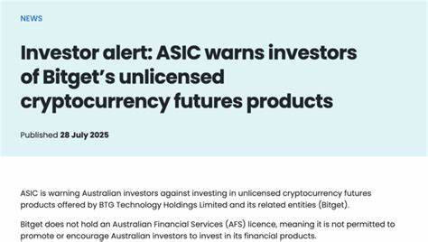 ASIC Warns Australians Against Bitget’s “Unlicensed” Crypto Futures Offerings
