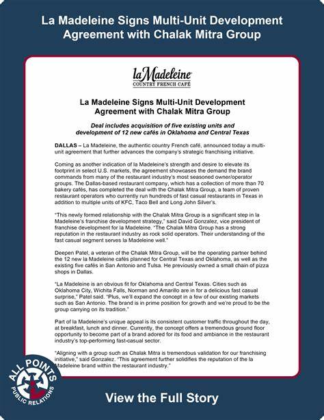La Madeleine signs franchise agreement for three locations in Texas