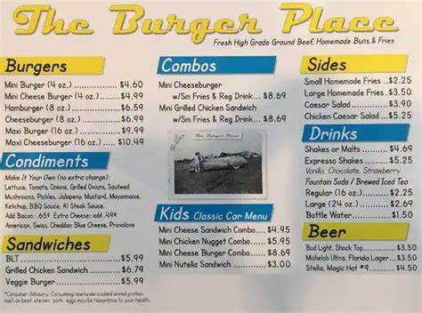 Lunch Menu - The Burger Place