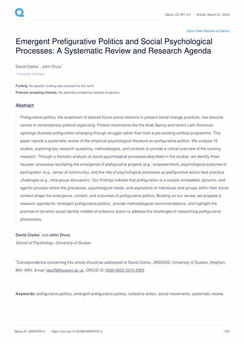 Emergent Prefigurative Politics and Social Psychological Processes