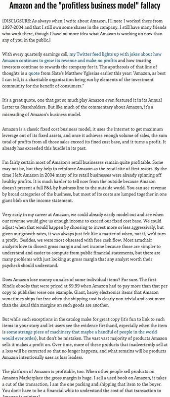 Amazon and the "Profitless Business Model" Fallacy