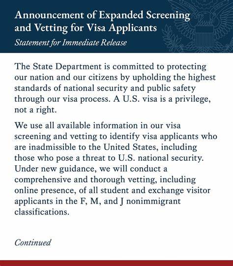 Announcement of Expanded Screening and Vetting for Visa Applicants