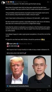 Binance CEO reiterates denial of Trump family deal talks - TradingView