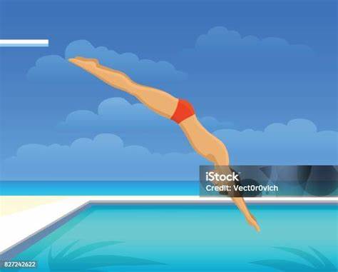 Man Diving Into Pool stock illustrations