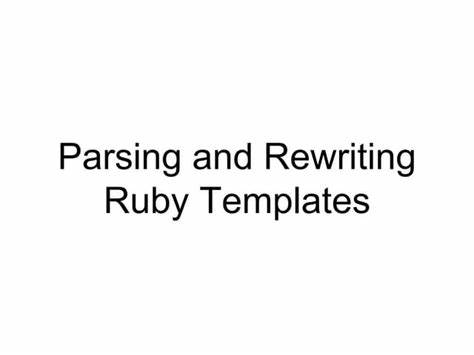 Rewriting the Ruby Parser