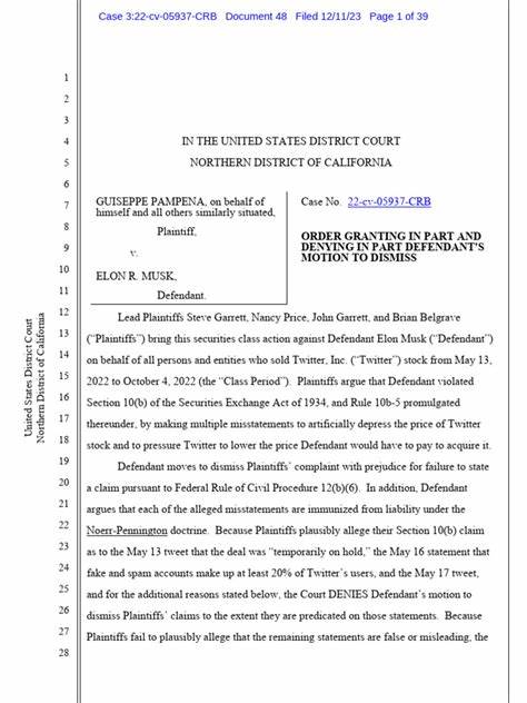 Pampena vs. Musk (ND Cal 2022) 30 June 2025 Order on motion to compel responses [pdf]