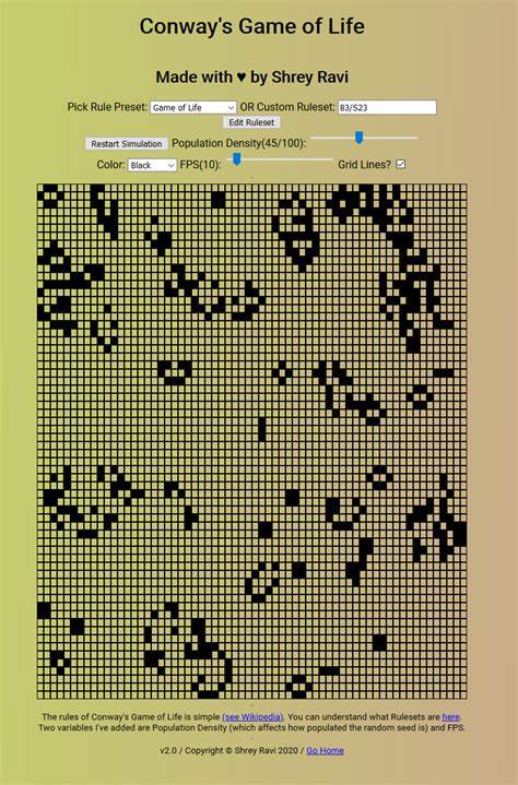 Show HN: Conway's Game of Life in JavaScript with efficient implementation