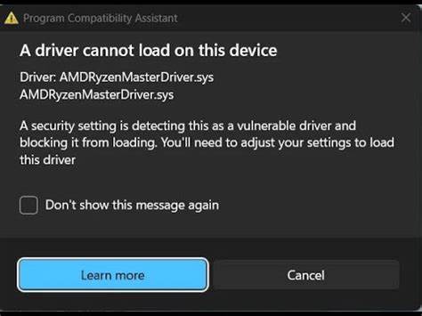 AMDryzenmasterdriver.sys a driver cannot load on t... - AMD Community