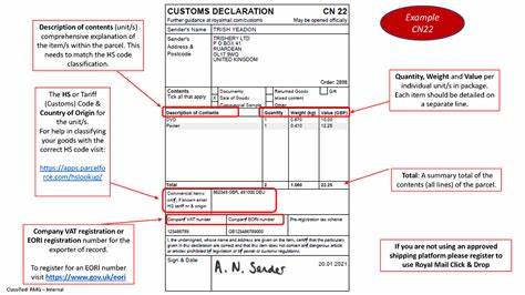 Help with customs and sending items abroad