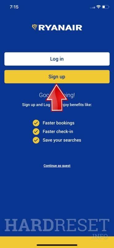 Anmeldung beim Konto – Service Center - Ryanair