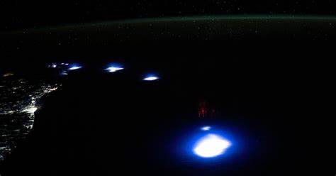 ISS Astronaut Captures Photo of Rare Lightning Sprite Shooting Upward