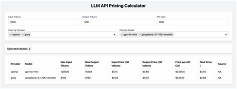 Up to date prices for LLM APIs all in one place