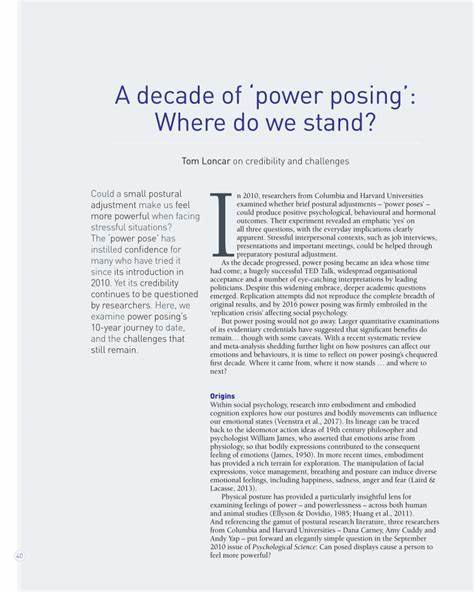 A decade of power posing: where do we stand? (2021)