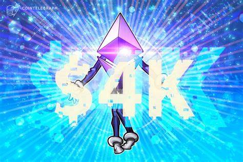 Ether price returns to $4K for the first time since March - Cointelegraph
