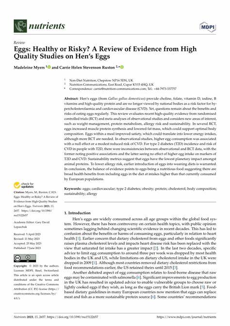Eggs: Healthy or Risky? A Review of Evidence from High Quality Studies