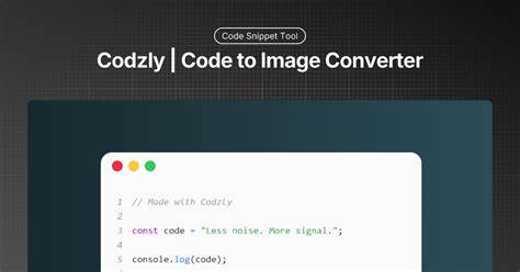 Show HN: Codzly – Code to image converter. Free, no login