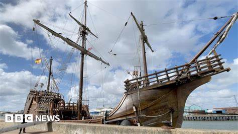 Replica of Christopher Columbus' Ship Docks in Great Yarmouth