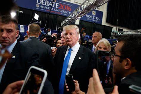 Trump Enters Spin Room to Defend Debate Performance