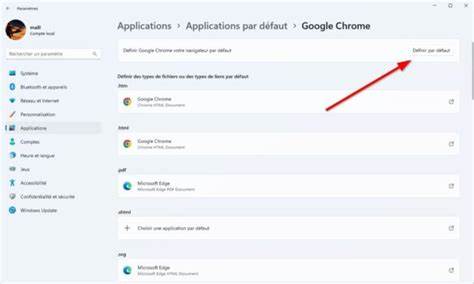 Définir Chrome comme navigateur par défaut