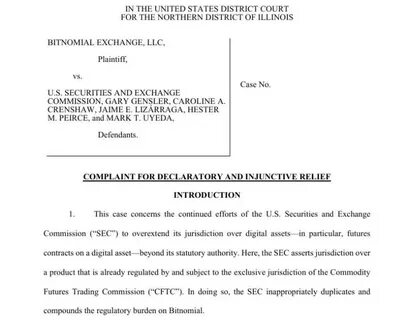 Bitnomial sues SEC over XRP futures, challenges agency's continued claim that XRP is a security