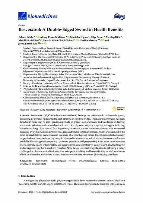 Resveratrol: A Double-Edged Sword in Health Benefits (2018)
