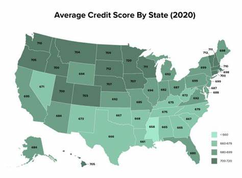 This map highlights the average credit score in every state