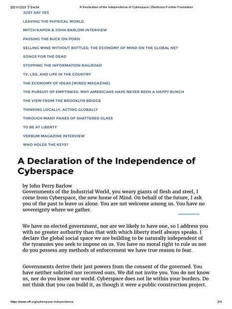 A Declaration of the Independence of Cyberspace - EFF