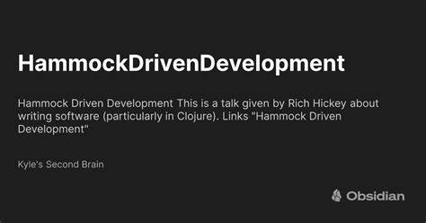 Hammock Driven Development – Rich Hickey [video]