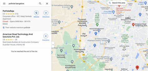 Bengaluru Pot Holes Live Map