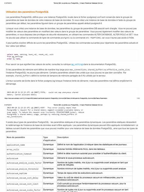 Documentation PostgreSQL en français