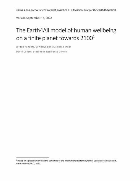 The Earth4All scenarios: human wellbeing on a finite planet towards 2100