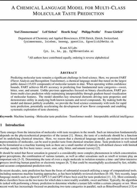 A chemical language model for molecular taste prediction