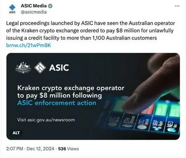 Australia’s ASIC fines Kraken operator Bit Trade $5M for regulatory breaches - CryptoSlate