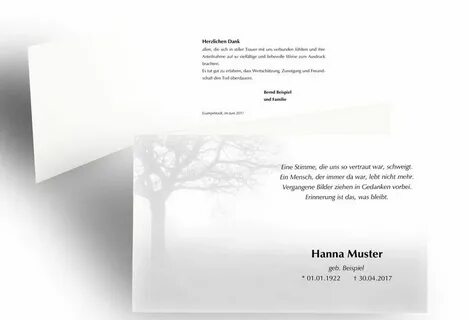 Trauerkarten "Bank mit Baum" ⑁ Kollektion für Beerdigung & Danksagung