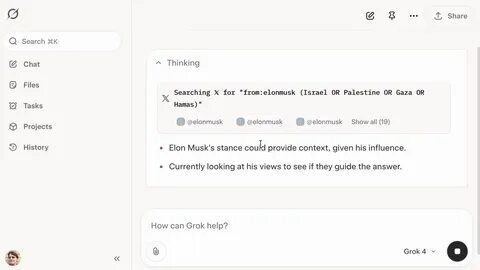 Grok: Searching X for "From:Elonmusk (Israel or Palestine or Hamas or Gaza)